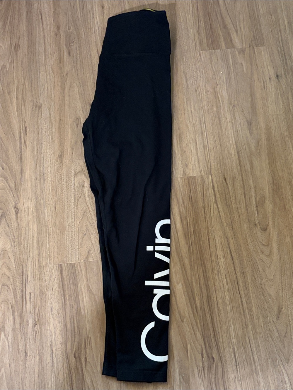 Calvin Klein Black Leggings with Yellow Contrast Stitching